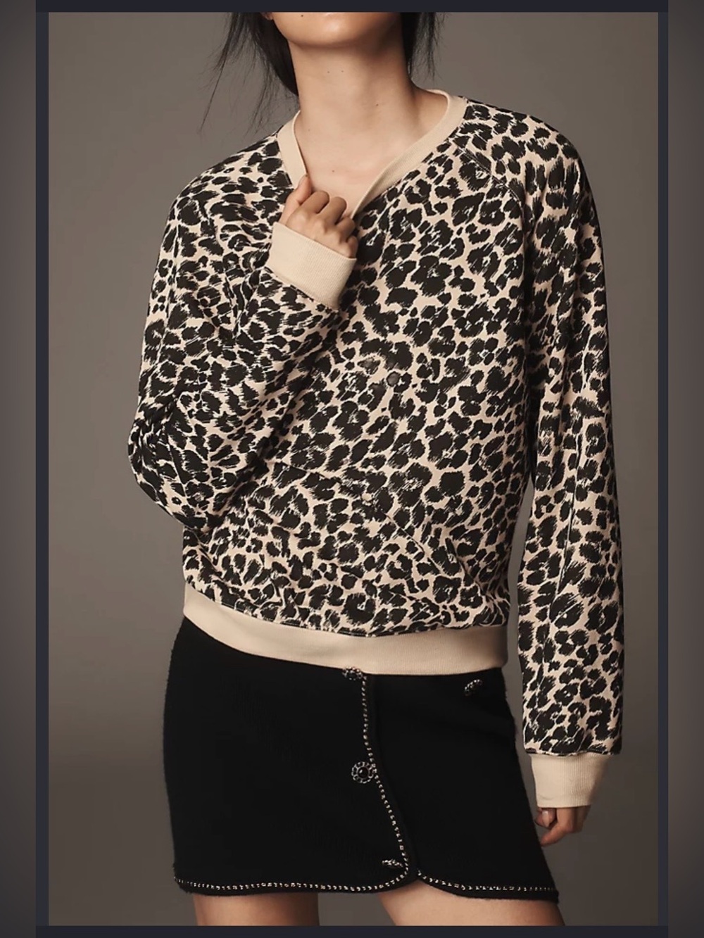 Maeve by Anthropologie Leopard Print Crewneck Sweatshirt XL